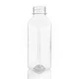 Clear plastic bottle with a cap on a white background