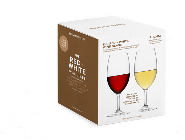 Plumm Everyday The RED or WHITE 463ml Glass Set of 4 PLUV4460RW4 Gift Box