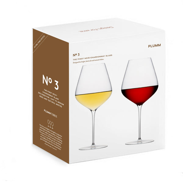Plumm Three No.3 The Pinot Noir/Chardonnay Glass 800ml Set of 2 PLU37003  Gift Box