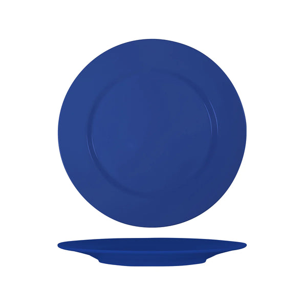 Blue Round Plate with Raised Rim 260mm 
