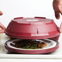 burgundy plate cover warmer round