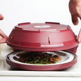 burgundy plate cover warmer round