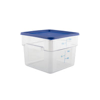 Storage Food Container Clear Polycarbonate 11.4 Litre Square & Blue Lid Polyethylene