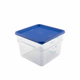 Storage Food Container Clear Polycarbonate 11.4 Litre Square & Blue Lid Polyethylene