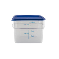 Storage Food Container Clear Polycarbonate 11.4 Litre Square & Blue Lid Polyethylene