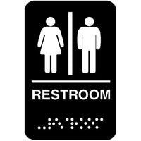 Black Restroom Braille Sign for Unisex Restrooms