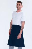 3/4 Waist Cotton Apron W/Pkt Navy 86 x 70cm AC-10784P