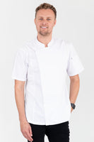 Alex Zipper White Chef Jacket Short Sleeve