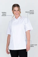 Alex Zipper White Chef Jacket Short Sleeve