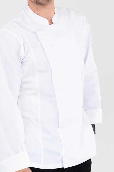 Alex Zipper Chef Jacket White Long Sleeves Poly Cotton