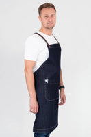 Archie Denim with Brown Straps Bib Apron 70 x 86cm AC-ARCHIE05-02