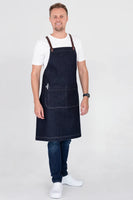 Archie Denim with Brown Straps Bib Apron 70 x 86cm AC-ARCHIE05-02