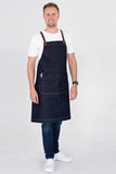 Archie Denim with Brown Straps Bib Apron 70 x 86cm AC-ARCHIE05-02