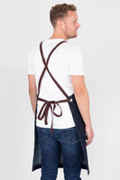 Archie Denim with Brown Straps Bib Apron 70 x 86cm AC-ARCHIE05-02