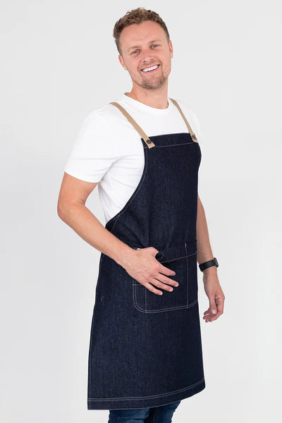 Archie Denim with Coffee Straps Bib Apron 70 x 86cm AC-ARCHIE01