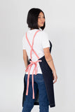 Archie Denim with Grapefruit Pink Straps Bib Apron AC-ARCHIE05-04