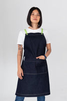 Archie Denim with Lime Green Straps Bib Apron 70 x 82cm  AC-ARCHIE05-06