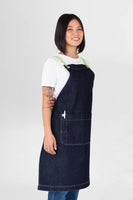 Archie Denim with Lime Green Straps Bib Apron 70 x 82cm  AC-ARCHIE05-06