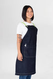 Archie Denim with Lime Green Straps Bib Apron 70 x 82cm  AC-ARCHIE05-06