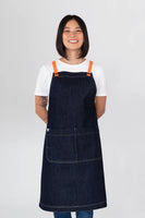 Archie Denim with Orange Straps Bib Apron 70 x 82cm 100% Cotton AC-ARCHIE05-08