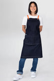 Archie Denim with Orange Straps Bib Apron 70 x 82cm 100% Cotton AC-ARCHIE05-08