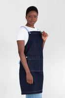 Archie Denim with Sky Blue Straps Bib Apron 70 x 82mm  AC-ARCHIE05-07