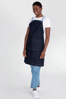Archie Denim with Sky Blue Straps Bib Apron 70 x 82mm  AC-ARCHIE05-07