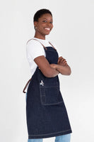 Archie Denim with Tan Brown Straps Bib Apron 70 x86cm AC-ARCHIE05-03