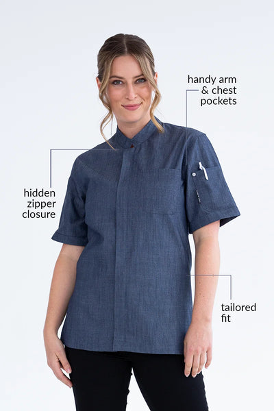 Arli Navy Blue Shirt Hospitality Uniform Poly Cotton CODE-ARLISHIRT