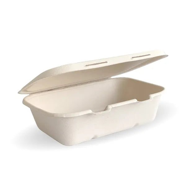 Biopak 20x15x5cm / 7.5x5x1.9in Natural Plant Fibre Clamshell B-HL-75-N x 300 Clamshell