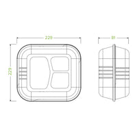 Biopak 23x23x8cm 3-Compartment White Plant Fibre Clamshell B-HL-93