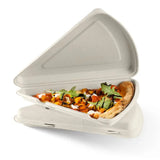 Biopak 28cm x 16cm x 4cm / 9in Natural Plant Fibre Pizza Slice Clamshell Box 250 B-HLP-N-PF