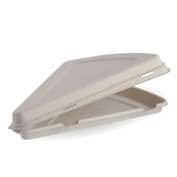 Biopak 28cm x 16cm x 4cm / 9in Natural Plant Fibre Pizza Slice Clamshell Box