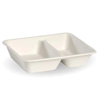Biopak 2-Compartment White Plant Fibre Takeaway Base B-LB-2C-W x 500 Takeaways