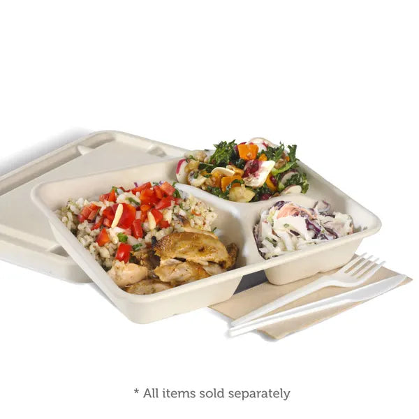 Biopak 3-Compartment Natural Plant Fibre Takeaway Base 