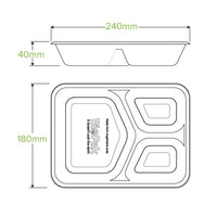 Biopak 3-Compartment Container Natural Plant Fibre Takeaway Base B-LB-3C-N x 500 Takeaways