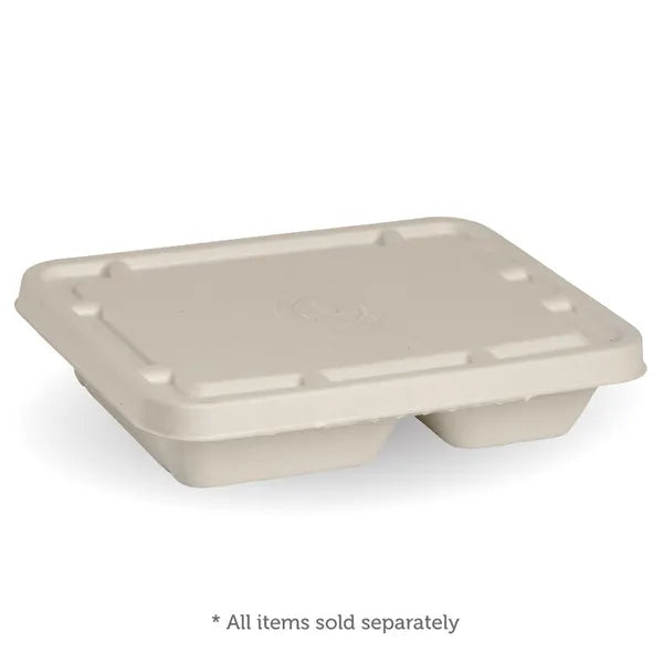 Biopak 2 & 3-Compartment Natural Plant Fibre BioCane Takeaway Lid B-LBL-2/3C-N x 500 Lids