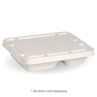 Biopak 2 & 3-Compartment White Plant Fibre Takeaway Lid B-LBL-2/3C-W x 500 Lids