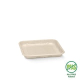 A beige plant fibre produce tray with a simple design, indicating it is biodegradable and added PFAS free.