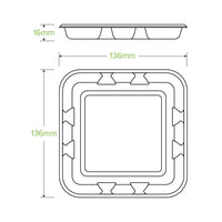 Biopak 14x14x2cm / 5x5" Plant Fibre Produce Tray B-TRAY-5X5-PFx 1,000 trays