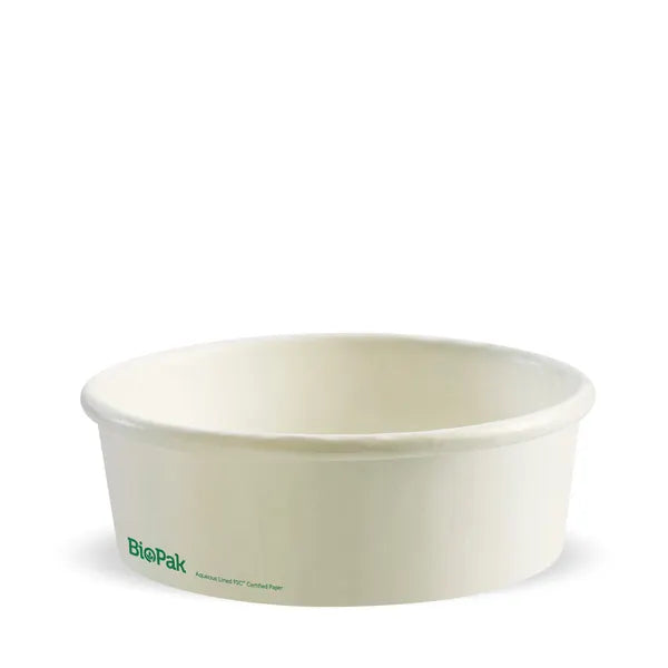 Biopak 500ml Small White BioBowl - BB-BL-SMALL-W x 400 Lids