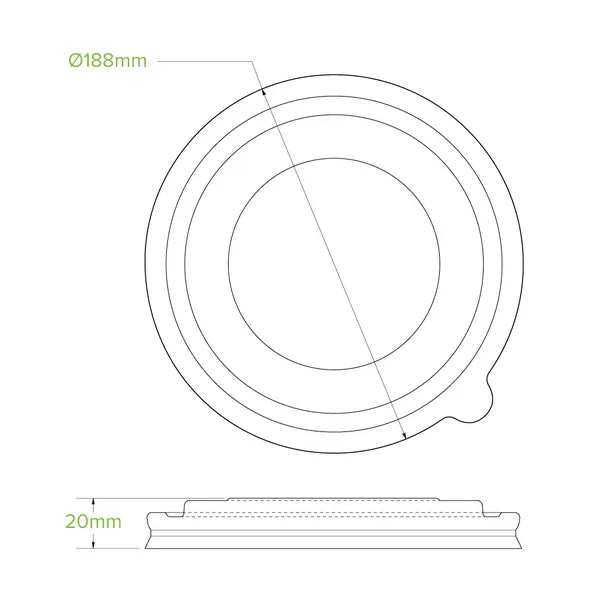 Biopak 1,300ml PLA Kraft BioBowl Lid BB-BLL-184-PLA x 200 Lids