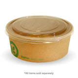 Biopak 1,300ml RPET Kraft BioBowl Lid BB-BLL-184-RPET Box of 200 Lids
