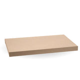 An extra large beige BioBoard catering tray paper lid, displayed on a plain background.