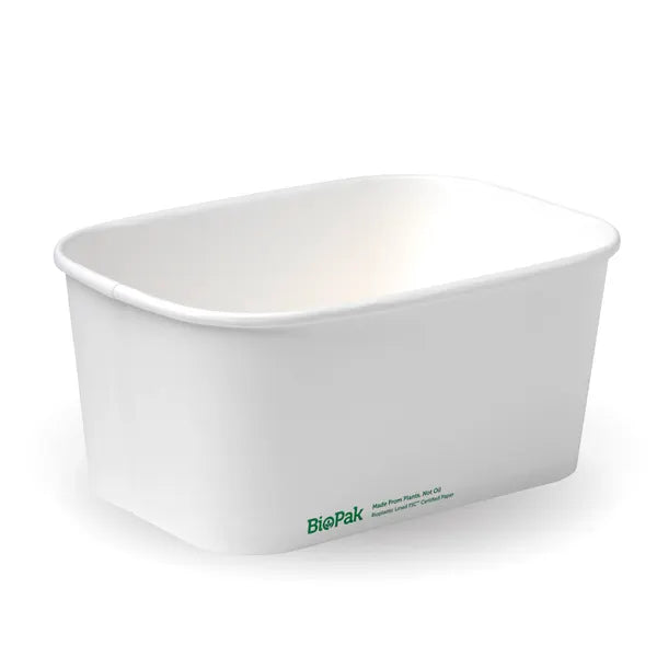BioPak 1,000ml White BioBoard Takeaway Base BB-LB-1000-W x 300 Takeaway Containers