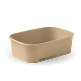 A beige BioPak 650ml Kraft BioBoard Takeaway Base with a lining, displayed against a white background.
