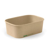 A beige BioPak 750ml Kraft BioBoard Takeaway Base with a lining, displayed against a white background.
