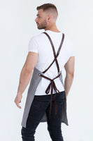 Bella Ash Grey - Chocolate Straps Bib Apron 70 x 86cm AC-BELLA01-02