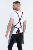 Bella Ash Grey - Chocolate Straps Bib Apron 70 x 86cm AC-BELLA01-02
