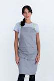 Bella Ash Grey 70 x 86cm - Lime Straps Bib Apron Poly/ Cotton AC-BELLA01-06